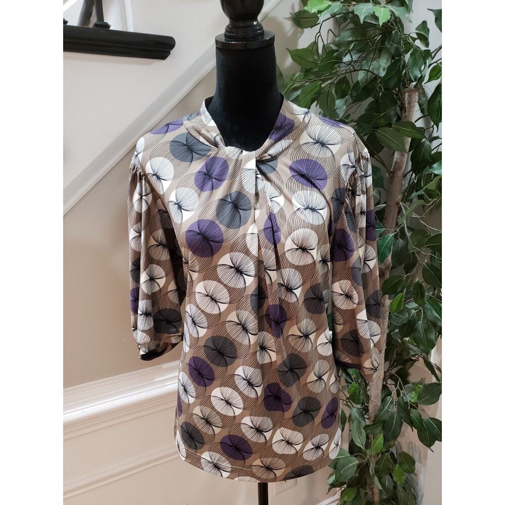 Worthington Stretch Women's Multicolor Polyester 3/4 Sleeve Top Blouse Size XL